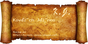 Kovách János névjegykártya